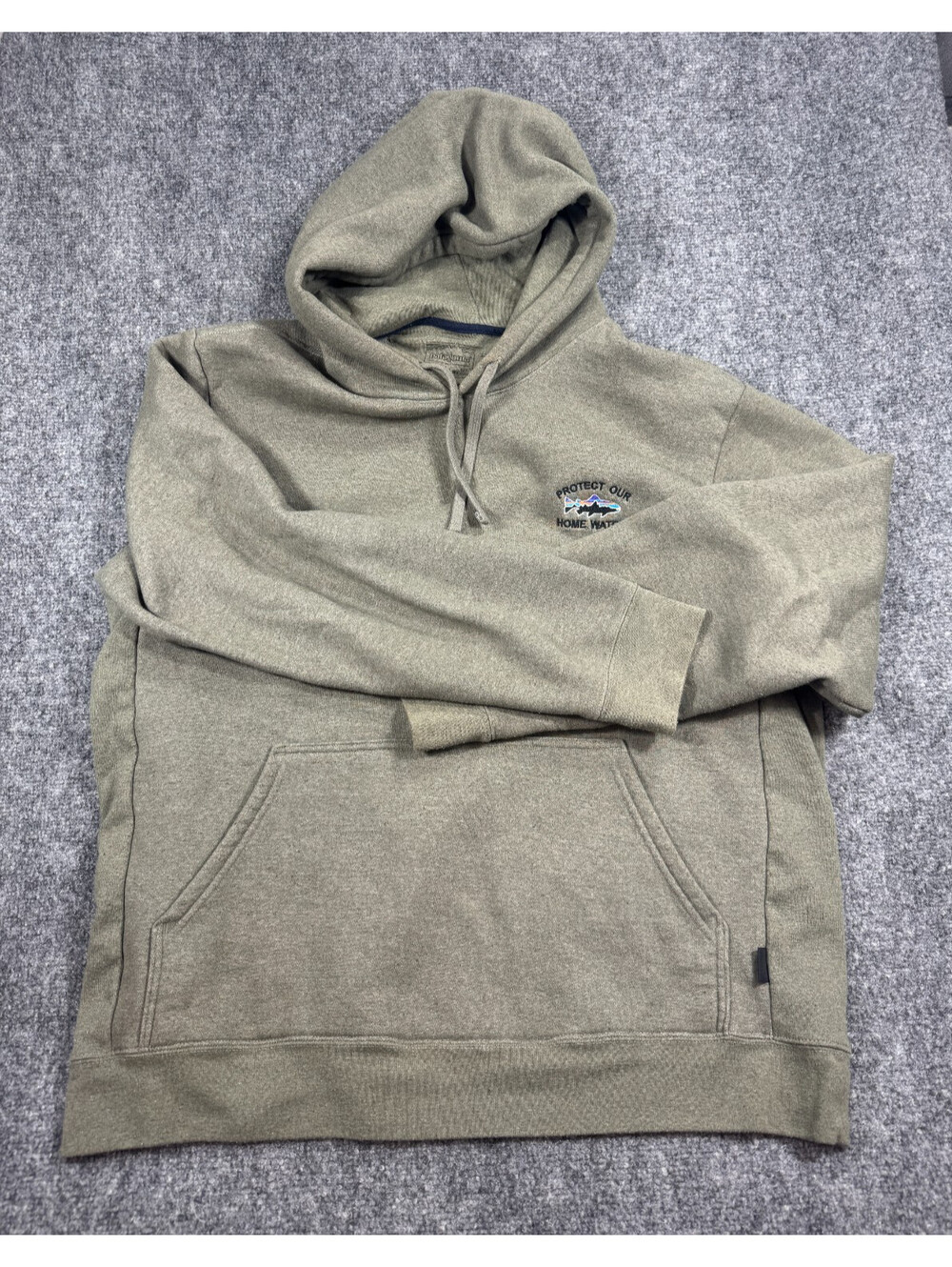 Patagonia Home Water Trout Uprisal Mens Hoodie XL Olive Green Winter Sweatshirt